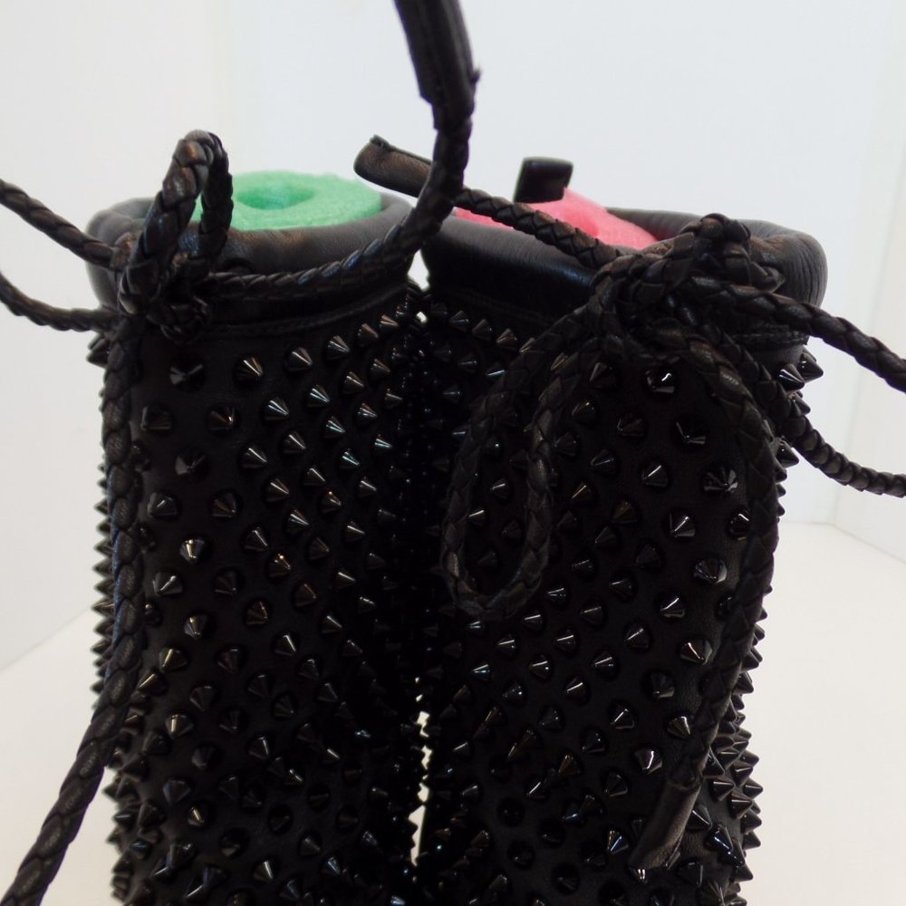 Christian Louboutin Sur La Pony Spike Napa Mid Calf Boots Black Leather Size 9 - Picture 8 of 16